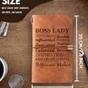 Boss Lady Gifts Journal Notebook with Pen, Gifts for Boss & Manager & Women, Refillable Sketchbook, Travel Diary, Lined Planner, 7x5 Inches, Brown