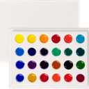 MEEDEN 24-Well Ceramic Watercolor Paint Palette with Cover, Porcelain Mixing Artist Palette 6 by 4-1/2 inch for Artist Watercolor Gouache Painting Coloring