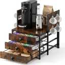 120-Pod Coffee Pod Holder with 8 Mug Hooks, 3-Tier Countertop Organizer