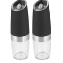 Electric Pepper Grinder,Rechargeable Spice Mills with LED Light with Adjustable Coarseness One Handed Push Button Peppercorn Grinders and Sea Salt Mills for Christmas Gift/Housewarming Gift -black
