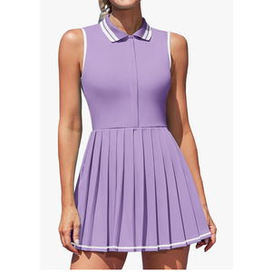 ATTRACO Women Tennis Dresses Ribbed Polo Golf Dress Half Zip Pleated Workout Dress with Built in Shorts and Bra
Size -XL