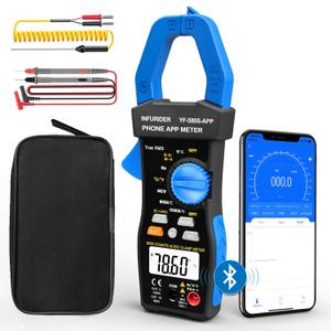 Bluetooth Clamp Meter, TRMS 6000 Counts Auto- Ranging Clamp on Ammeter, 1000A AC/DC Current Clamp Volt Meter, Wireless Clamp Multimeter Measures Capacitance, Ohm, Hz, NCV and Temperature