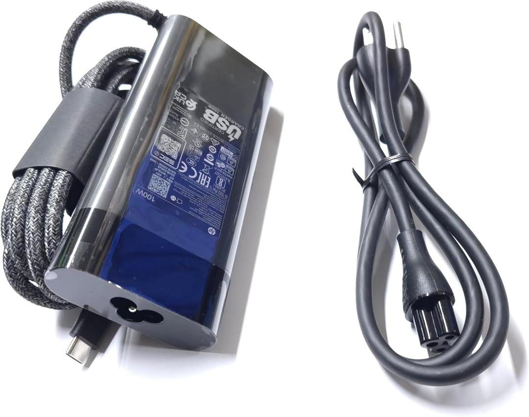 HP 100W USB-C Charger for Spectre Fold 17 x360 16-aa0047nr, Pavilion Plus 14 14-ew1010nr, ZBook Firefly 14 16 G11, TPN-LA31, N57041-001, N56858-001.