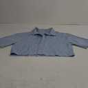 Women's Pocket Half Sleeve Button Front Summer Oversized Crop Blouse Tops (Light Blue)