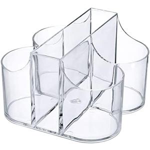 Lillian Tablesettings Cutlery Caddy Organizer 5 Compartment - Silverware Organizer & Napkin Holder - Clear
