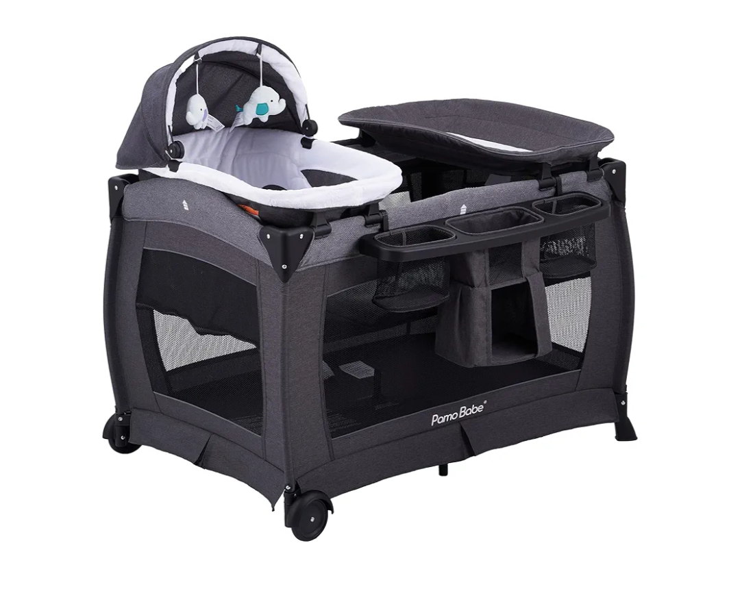 Pamo Babe Portable Playpen Foldable Playard for Baby and Toddler Mattress, Changing Table for Newborn Portable Playard