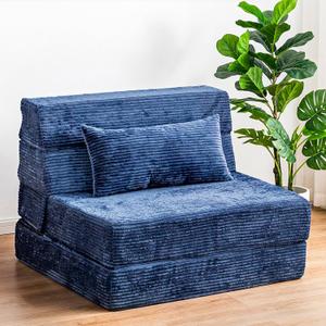 Cvortll Folding Sofa Bed, Convertible Sleeper Chair with Pillow, High Density Memory Foam Fold Out Couch, Foldable Mattress Futon Sofa for Living Room/Dorm/Guest Use/Apartment/Home Office, Single