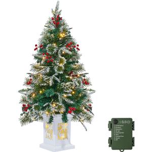 3 FT Pre-Lit Artificial Christmas Tree with Vintage Potted Base, 1 Pack