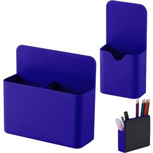 Magnetic Pen Holder,2 Pack Magnetic Dry Erase Marker Holder with Generous Compartments,Strong Magnet Storage Marker Pen Pencil Organizer for Refrigerator,Whiteboard,Locker Accessories (Dark Blue)