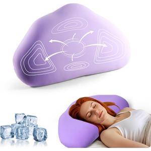 Cloud Contour Memory Foam Pillow Ergonomic Design for Sleeping Comfortably and Reducing Snoring Neck and Cervical Pillow with Cooling Pillowcase Purple