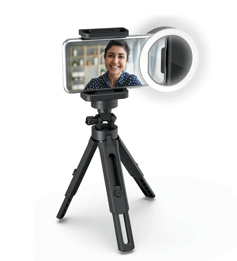 ZGear Handheld Mobile Phone Stabilizer With Tripod And Clip On Light