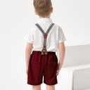 DISAUR Baby Boy Suit Set Toddler Boy Short Sleeves Shirt Suspender Pants Bowtie Outfit Gentleman Wedding Wear for 1-5 Years