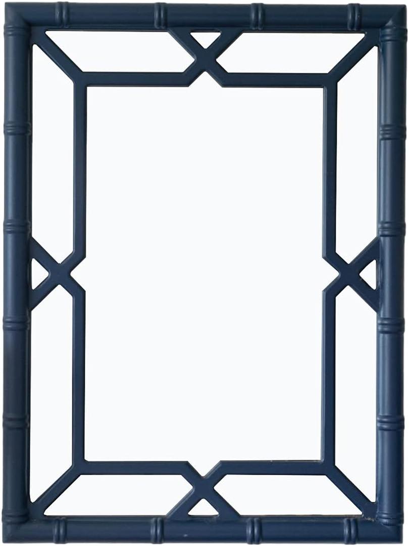 Bamboo-Look Solid Wood Window Pane Mirror 23" X 31" - Blue