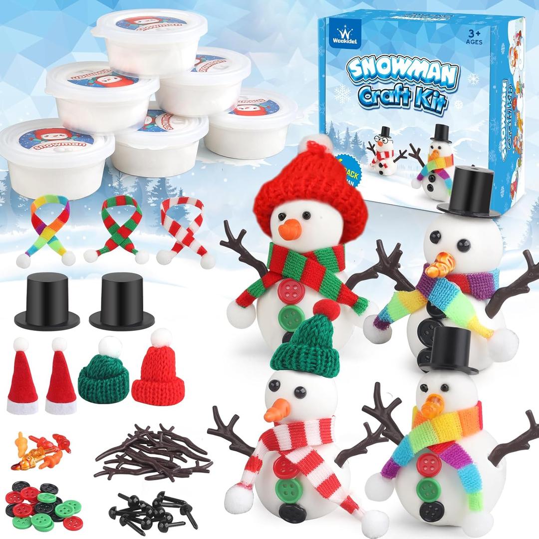 wookidel 6 Pack Build a Snowman Kit Snowman Crafts for Kids, Modeling Clay kit Snowmans Making Kit, Christmas Stocking Stuffers for Kids and Adults, Xmas Crafts Christmas Ornament