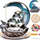 New Moon Backflow Incense Holder, Ceramic Hand-Made Incense Fountain Burner with 100 Backflow Incense ConesFragrance Incense StickMatAromatherapy Home Decoration