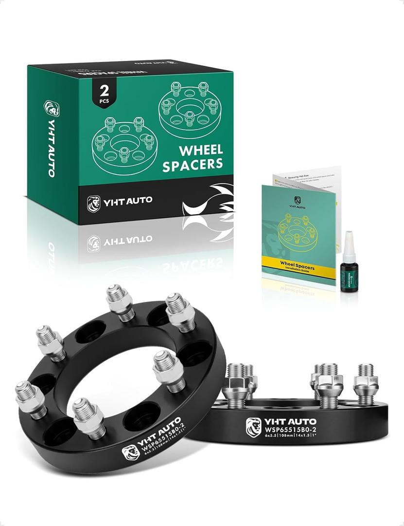 YHTAUTO 6x5.5 Wheel Spacers 1 Inch Compatible with Chevrolet, GMC & Cadillac Models, Tahoe, Yukon, Escalade, Avalanche 6x139.7mm Tire Spacers 25mm with M14x1.5 Studs 108mm Center Bore 2PCS, Black