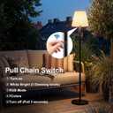 Outdoor Floor Lamp Solar/USB Charging Waterproof Cordless Rechargeable Patio Lamp with Light Sensor, Dimmable Warm White+RGB LED Ambient Light for Yard Garden