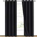 NICETOWN High-End Thermal Curtains, Full Blackout Curtains 84 inches Long for Dining Room, Soundproof Window Treatment Drapes for Hall Room, Black, 52 inches Wide Per Panel, Set of 2 Panels
