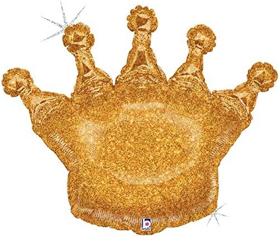 36" King Crown Glitter Holographic Foil Balloon
 2 pieces