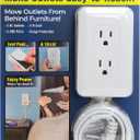 Ontel Presto Plug Outlet Extender for Relocating Unreachable Power Outlets, 4ft Cord, Sticks Easily on Wall, Provides Surge Protection, 2 AC Outlets, 2 USB Ports & Built-in Shelf