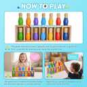 pamexin Family Games for Kids, Wooden Bowling Color Matching Game with 7 Bright Pins and Storage Bag, Family Board Games Party Birthday Gift, Fun Party Game for Boys Girls
