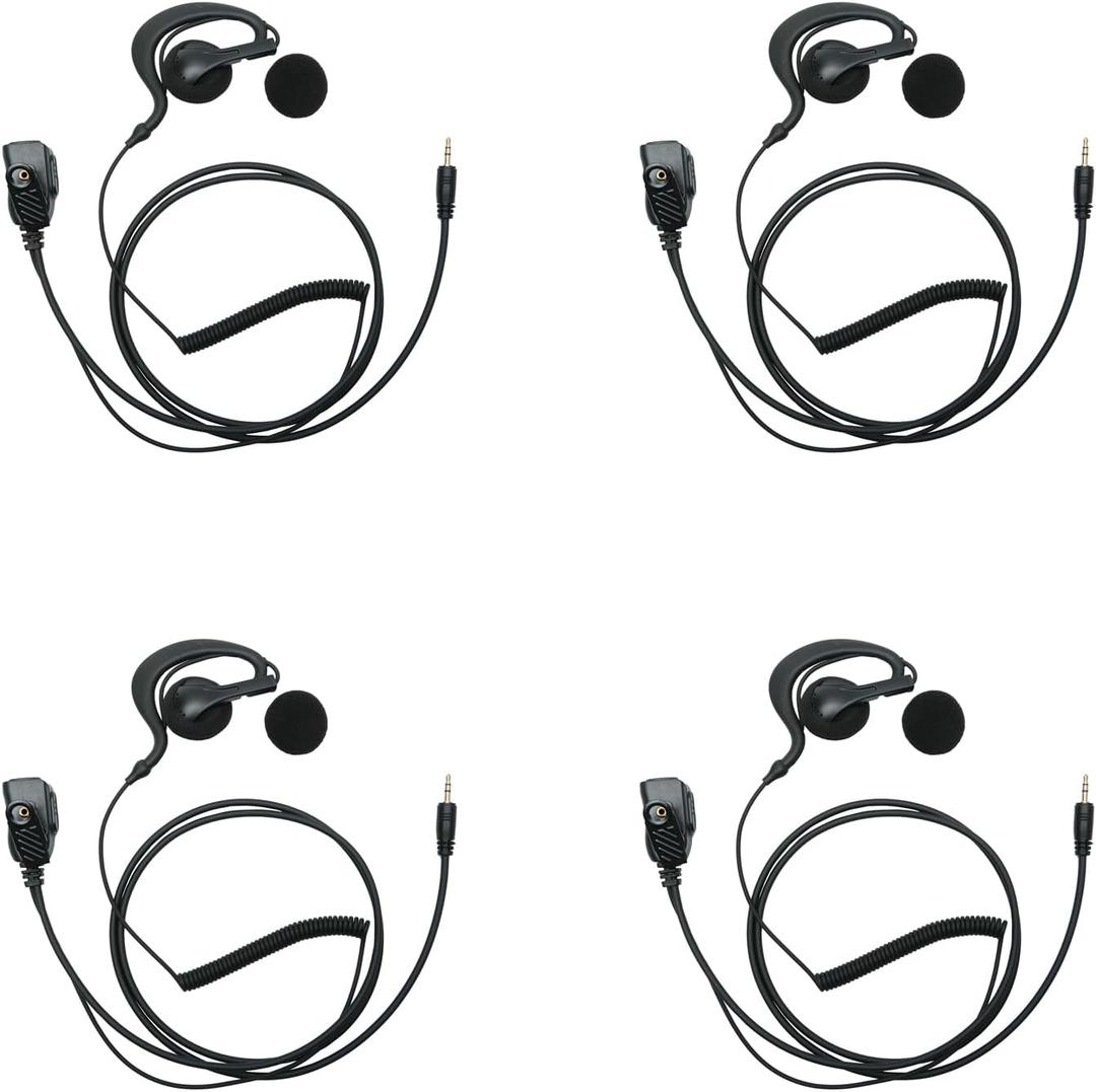 G Shape Walkie Talkie Earpiece Headset with PTT Mic Compatible with Cobra PX655 RX385 RX680 RX685 CXT195 CXT345 PX650 CX112 ACXT545 ACXT145 ACXT645 Two Way Radios,4PCS