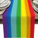 Rainbow Table Runner Pride Day Tablecloth Party Decoration Rainbow Stripes Disposable Table Covers for LGBT Gay Carnival Pride Home Dinning Room Decor Party Supplies 13 x 70 Inch