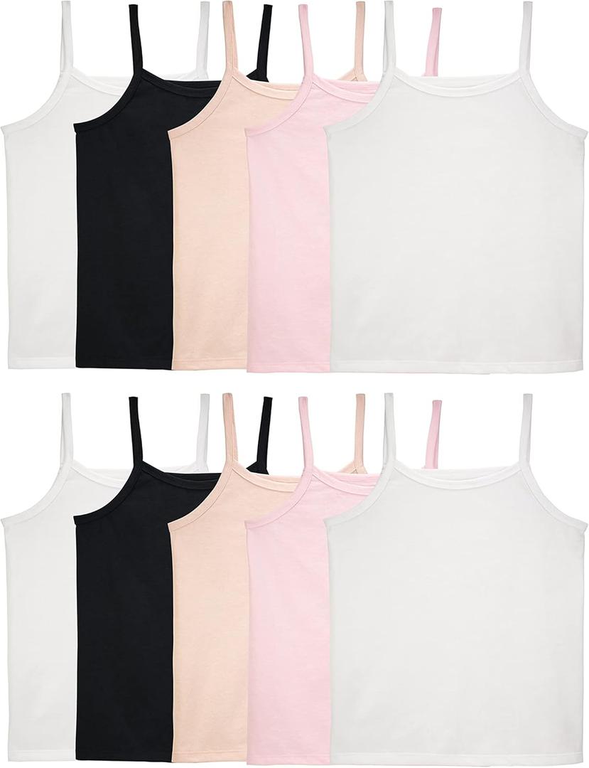 Fruit of the Loom Girls' Undershirts (Camis & Tanks) (Large, Cami - 4 Pack - Assorted)