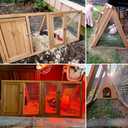 Rabbit Hutch Outdoor Chicken Coop Run A-Frame Bunny Cage Wooden Quail Cage w/ 2 Door & Ventilated Wire Fence Small Animal Cage for Garden Backyard Farms 47 x 18 x 19.5 in