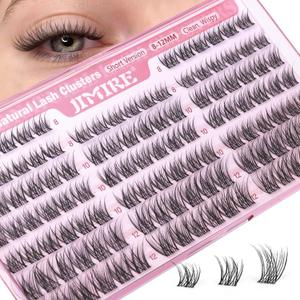 Natural Lash Clusters Wispy 8-12MM Short Eyelash Clusters Wispy Lashes Clusters with Clear Band C-Curly Cluster Eyelash Extensions 120Pcs DIY Lash Extensions at Home by JIMIRE