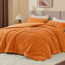 Bedelite Fluffy King Size Comforter Set - Burnt Orange Fleece Soft Comforter for King Size Bed, Luxury Warm Bedding Set for Winter, Fuzzy Bed Set 3 Pieces (1 Comforter, 2 Pillowcases)