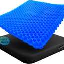 Gel Seat Cushion - 17x17 inch Extra Large Egg Seat Cushion Chair Pads with Non-Slip Cover for Sciatica & Back Pain - Office Chair Car Seat Cushion - Coccyx Cushion for Tailbone Pain (Blue)