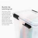 IRIS USA WeatherPro 41 Qt Storage Bins with Lids, 4 Pack, BPA-Free Plastic Gasket Box with Tight Latch and Seal, Stackable Nestable Tote Tub - Clear/Black