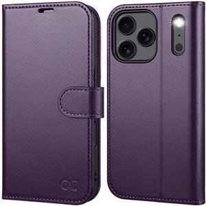OCASE Compatible with iPhone 17 Pro Wallet Case, PU Leather Flip Folio Case with Card Holders RFID Blocking Kickstand [Shockproof TPU Inner Shell] Phone Cover 6.3 Inch 2025, Dark Purple