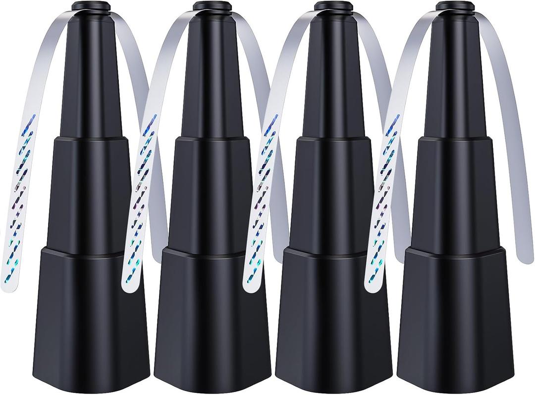 Fly Food Fans for Tables, Portable Bug Swatter Fans Outdoor, 4 Pack Deterrent Picnic Table Top Spinner Away with Hanger, Fly Repellent for Restaurant, Camping, Patio (Black)