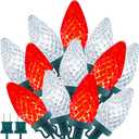 Brightown C9 LED Christmas String Lights, 2 Pack Total 132ft 200LED Outdoor Lights String, Plug-in Connectable Waterproof Roofline Lights String for Outside Yard Christmas Holiday Decor, Red and White