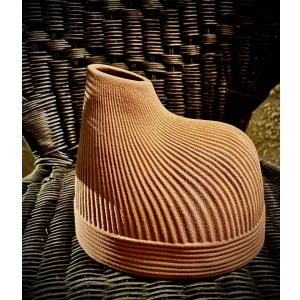 Porcelain Vase 8 x 6 x 7 Inch Beige
