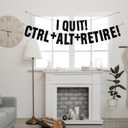 2 x Pre-Strung Black Glitter Retirement Banner,(No DIY)Funny Retirement Party Decorations"I QUIT, CTRL+ALT+RETIRE" Farewell banner,Party Supplies,Gifts and Decorations