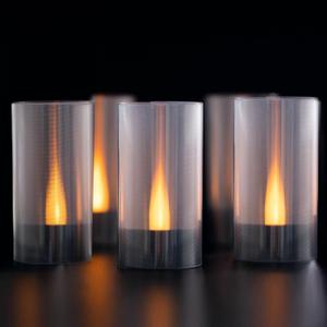 LANKER Flameless Candles, Battery Operated LED Pillar Candles, D1.5 x H3 inch, Romantic Flickering Warm Yellow Light with Black Base, Set of 12 (Black)