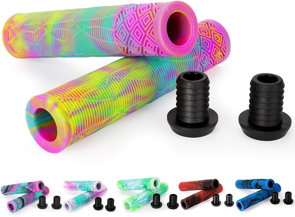 Scooter Grips - Mixed Cool Bike Bicycle Scooter Handlebar Grips | 160mm Soft Handle Grips for Pro Stunt Kick Scooter, BMX Bikes,Mountain Bike