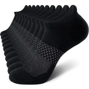 CS CELERSPORT 5 Pairs Women's Ankle Running Socks Cushioned Athletic Sport Socks with Tab (Black, S)