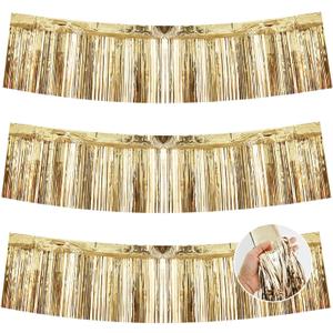 BEISHIDA 3 Packs Metallic Foil Fringe Garland Champagne Wall Hanging Tinsel Fringe Banners for Car Floats Halloween Bridal Shower Wedding Birthday Easter Graduation Holiday Party Decoration(30Ft)