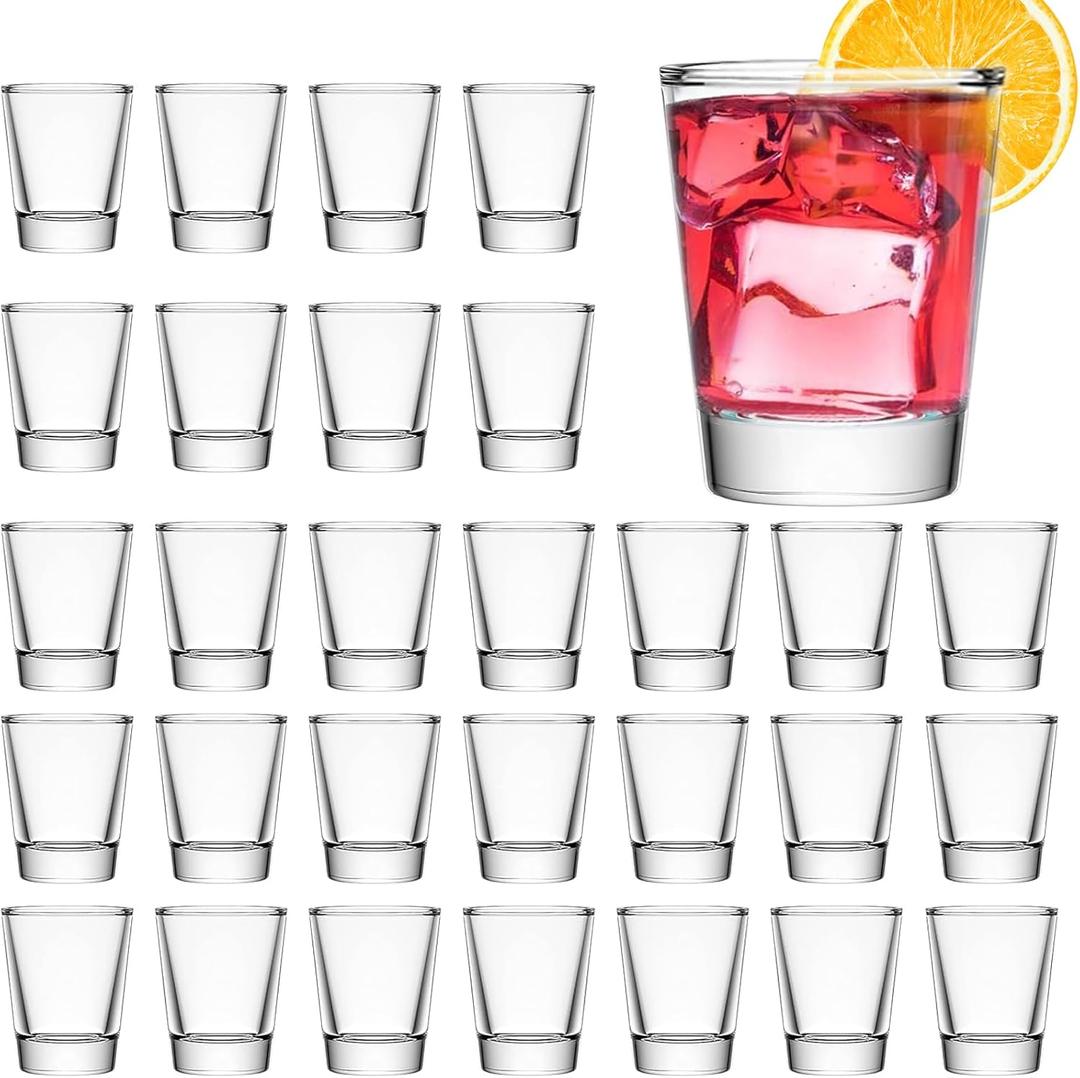 Mfacoy 30 Pack Shot Glasses Set with Heavy Base, 1.6 oz Clear Shot Glasses Bulk, Small Whiskey Shot Glass for Vodka, Whiskey, Tequila, Espressos, Spirits & Liquors, Clear Glass