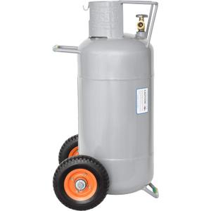 Flame King 40LB Empty Propane Tank with Wheels, Horizontal & Vertical LP Cylinder with Built-in Gauge for Fire Tables, Fire Pits, Patio Heaters, Barbeques, Lunch Trucks, Weed Torches & Truck Campers