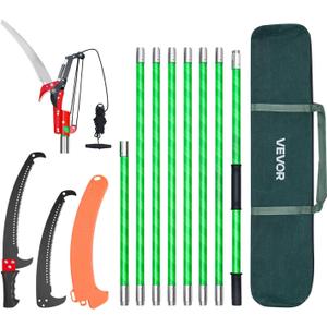 VEVOR Manual Pole Saw, 3.87-27 ft Extendable Pole Tree Pruner with Scissors, Sharp 65Mn Steel Blade, Lightweight Fiberglass Handle Pole, for High Branch Trimming, Pruning Tool for Palms and Shrubs