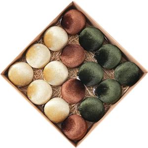 Velvet Ornaments for Christmas Tree 16 Pack 3.15" Velvet Christmas Ball Set, Luxurious Holiday Tree Ornaments for Home Decor, Coffee Dark Green