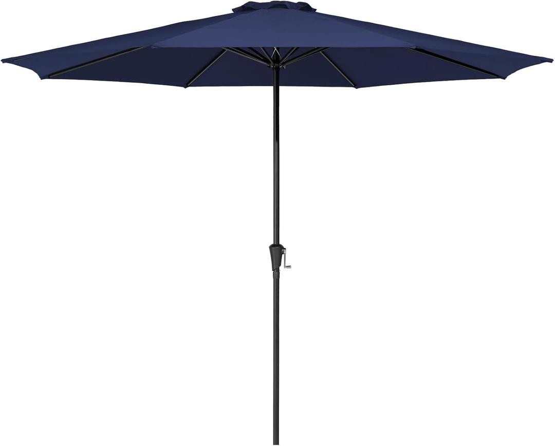 MEWAY 9ft Patio Umbrella Outdoor Umbrellas for Patio, Market Table Umbrella with Crank for Deck, Garden, Pool and Backyard, Dark Grey