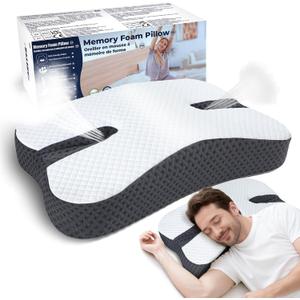 SAHEYER AntiSnoring Pillow for Side Sleepers, Stop Snore Aid with Memory Foam, Orthopedic Pillow for Sleeper, Snoring Solution and Remedy, AntiSnore Devices, Black