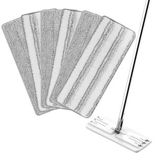 Mop Replacement Pads Compatible with JOYMOOP Flat Mop or Mop Bucket Set - Microfiber Flat Mop Pads for All 13" X 4.9" Squeeze Flat Floor Mop - Washable Mop Head Replacement (3+3 Pack)