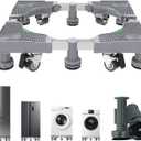 Mini Fridge Stand With 4 Locking Wheels And 6 Strong Feet Universal Washer and Dryer Pedestals 16.5"-26.7" Adjustable Appliance for Fridge Stand,Washing Machine Stand, Laundry Pedestal (GRAY) (GREY)